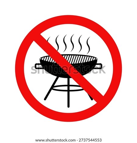 No barbecue sign, No bbq allowed sign. Flat vector illustration design