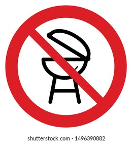  No barbecue vector. Not allow   roasted grill sign. The red circle prohibiting sing 