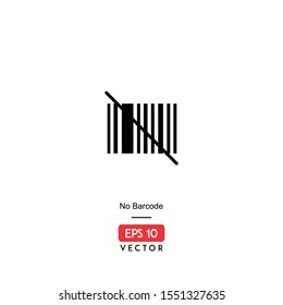 No Barcode Icon. Ecommerce Isolated On White Background. With Line Style. Barcodel Icon. EPS10 - Vector