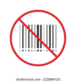 No barcode icon. Forbidden 
barcode icon. No bar code vector sign. Prohibited calling vector icon. Warning, caution, attention, restriction flat sign design. Do not 