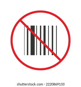 No barcode icon. Forbidden 
barcode icon. No bar code vector sign. Prohibited calling vector icon. Warning, caution, attention, restriction flat sign design. Do not 