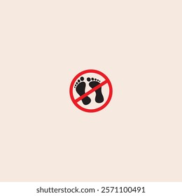 No Bare Feet icon flat vector design.