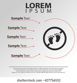 no bare foot icon. bare foot forbidden infographics template