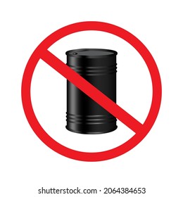 No barrel icon. Black element. Red circle. Simple flat design. Ecology background. Vector illustration. Stock image. 