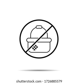 No hay icono de canasta. Línea delgada simple, contorno vector de prohibición de otoño, prohibición, embargo, interdicto, íconos de prohibición para ui y ux, sitio web o aplicación móvil