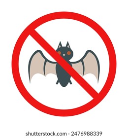 No Bat Sign on White Background