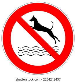 No bathing of dogs. Do not let your dogs in the water. Signs. Prohibition sign. No seimming dog.