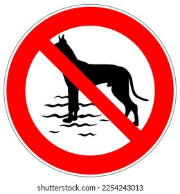 No bañar perros. No dejes que tus perros entren en el agua. Señales. Signo de prohibición.