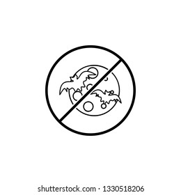 No Bats and moon icon. Simple thin line, outline vector of Halloween ban, prohibition, forbid icons for UI and UX, website or mobile application