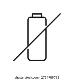 No battery icon with diagonal strike through