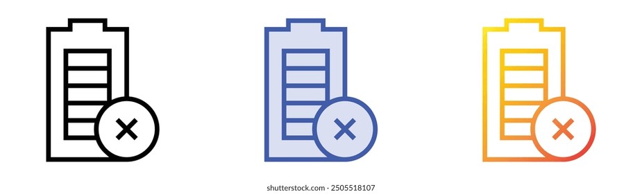 no battery icon. Linear, Blue Fill and Gradient Style Design Isolated On White Background