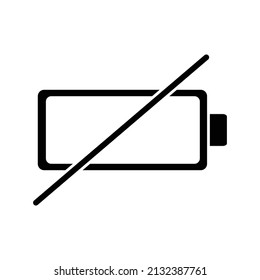 No battery icon. Low battery indicator. Vector illustration. Flat design isolated on white background. Charger is not charging, battery is not detected. Accumulator is empty.