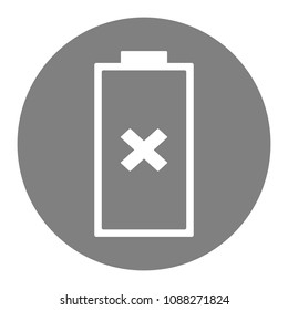 No battery sign. Battery with cross. Vector icon.