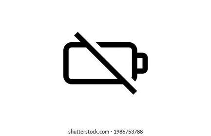 No Battery Vector Icon Outline Style Stock Vector (Royalty Free ...