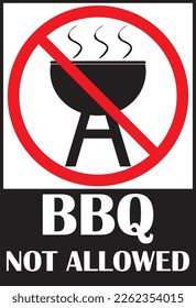 No BBQ allowed sign vector, No barbecue allowed sign