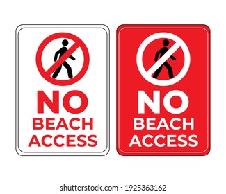 No Beach Access Sign In Vector, Beach Safety Sign To Guide Visitor, Easy To Use And Print Design Templates