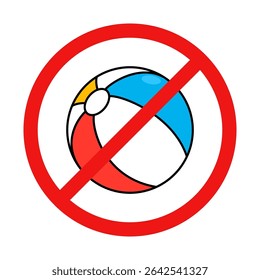 No Beach Ball Sign on White Background