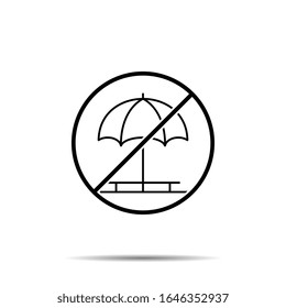 No beach chair icon. Simple thin line, outline vector of summer ban, prohibition, forbiddance icons for ui and ux, website or mobile application