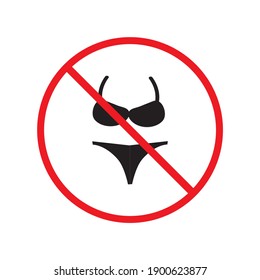 No beachwear entry icon, flat design illustration