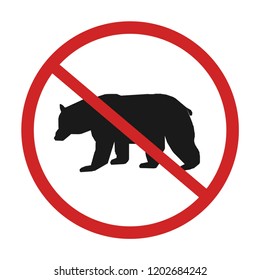 no bear warning sing vector illustration  allowed prohibition red circle warning road