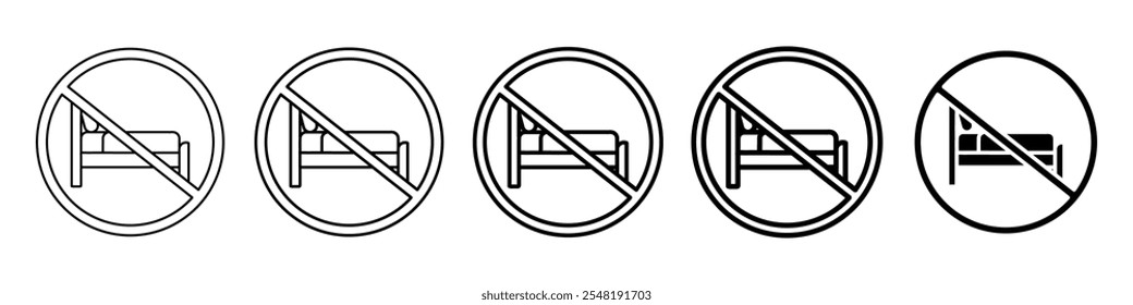no bed icon Simple thin line logo set