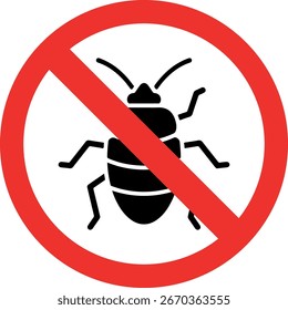 ícone de sinal proibido no percevejo no fundo branco