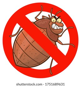 No Bedbug Vector Cartoon Sign. Bedbug Series.