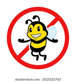 No Bee Sign on White Background