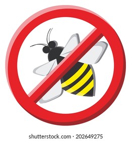 No bee sign vector illustration