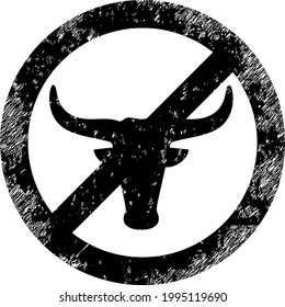 No beef icon with grunge style. Isolated vector no beef icon image with grunge rubber texture on a white background.