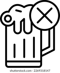 No Beer Line Vector Icon Design