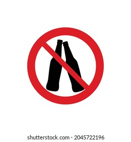  No beer vector. Not allow   beer bottle. The red circle prohibiting sing 