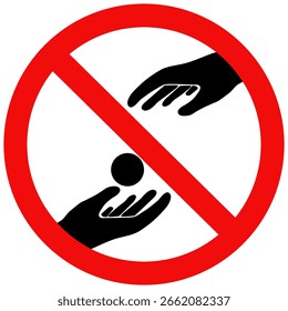 No hay señal de mendigo, no dar dinero a los mendigos. Diseño de Ilustración vectorial plana.