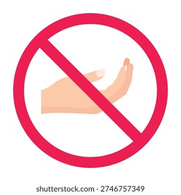 No begging sign, forbidden begging sign, begging prohibited sign, do not beg symbol, no asking for money symbol