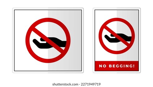 No begging Sign Label Symbol Icon Vector Illustration