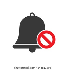 No bell flat icon. Symbol of stop sound. Vector illustration.