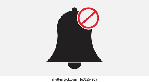No bell icon. Filled vector icon.  Prohibition sign. Vector illustration icon