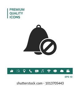 No bell icon. Prohibition sign. Stop symbol