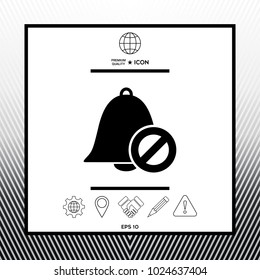 No bell icon. Prohibition sign. Stop symbol