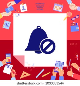 No bell icon. Prohibition sign. Stop symbol