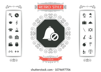 No bell icon. Prohibition sign. Stop symbol