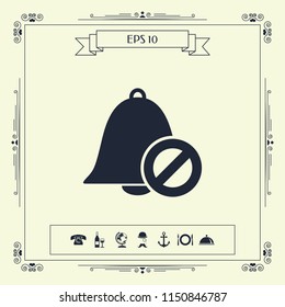 No bell icon. Prohibition sign. Stop symbol