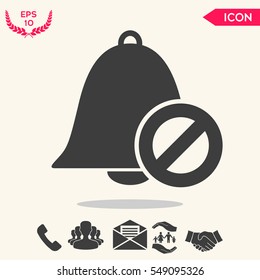 No bell icon. Prohibition sign. Stop symbol
