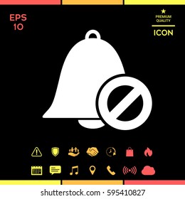 No bell icon. Prohibition sign. Stop symbol