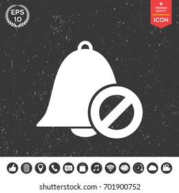 No bell icon. Prohibition sign. Stop symbol