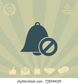 No bell icon. Prohibition sign. Stop symbol
