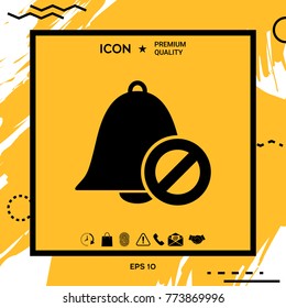 No bell icon. Prohibition sign. Stop symbol