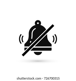 No bell icon. Prohibition vector sign. Stop alarm signal symbol in flat style.