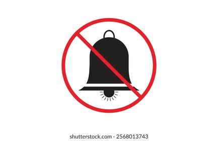 No bell icon Silent mode symbol Notification mute sign Vector.