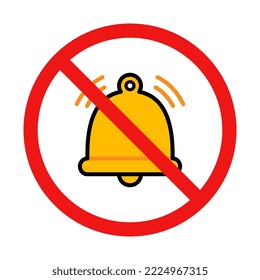 No Bell Notification Sign on White Background
